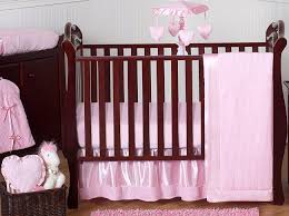 Pink Chenille And Satin Baby Bedding