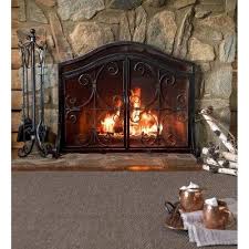 Crest Fireplace Fire Screen With Doors