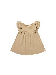 Quincy Mae Organic Flutter Dress Honey Baby Girl Dresses