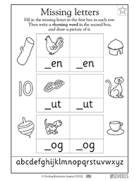 Kindergarten Preschool Reading Writing Worksheets Missing Letters