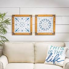 wooden and metal wall art set of 2