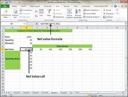 data tables in excel 2010