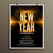 Happy New Year Invitation Flyer Or Poster Template Vector