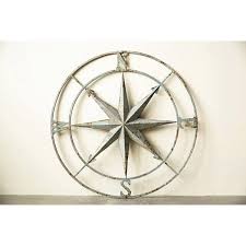 Distressed Aqua Iron Metal Wall Compass