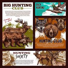hunting banner with wild animal and