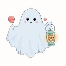 halloween cute ghost with scull