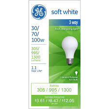 ge light bulb 3 way soft white 30 70