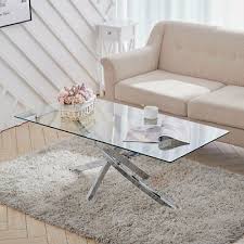 Coffee Table With Clear Tempered Glass