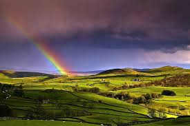 rainbow and sunlight yorkshire dales