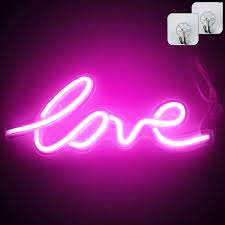 Xiyunte Pink Love Neon Light Sign 17 5 X 7 Inch Led Neon Pink Love Wall Sign Usb Operated Love Light Up Sign For Kids Room Bar Party Valentine S Day Wedding Christmas With Two