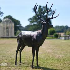 Bronze Standing Deer Sculpture Black