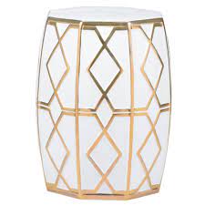 Gold Accented Ceramic Garden Stool