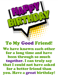 to my good friend happy birthday card
