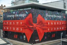 h m unveil giant outdoor advent calendar
