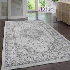 grey cotton rug oriental border pattern