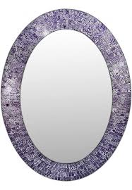 oval shape hanging purple wall mirror