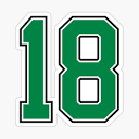 18 number, green lucky sports eighteen" Sticker for Sale by ...