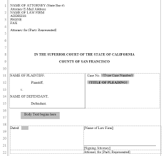 Pleading Form San Francisco Superior Court Word Automation