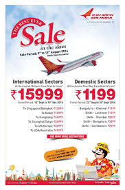 Air India - #AirIndia #offer Now one way fares start at Rs 1199 on Domestic  Sectors &amp; return fares start at Rs 15999 on International Sectors. *T&amp;C.  Book now #FlyAI :-) | Facebook