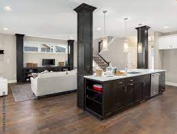 hardwood floors kitchen features large