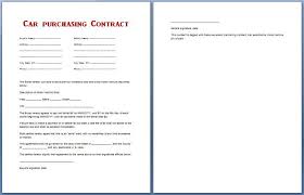 Car Purchase Contract Template For Ms Word Formal Word Templates
