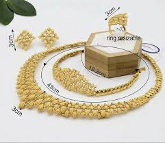 24k dubai gold plated jewelry set in a