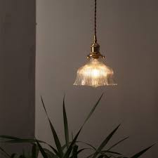 Clear Ribbed Glass Pendant Light
