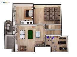 Basement 3d Floor Plan With Gym And