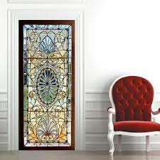 door wall sticker stained glass with