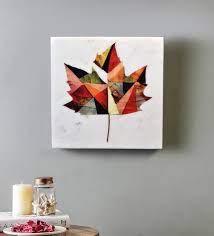 white marble maple leaf wall art by