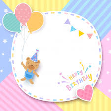Happy Birthday Card With Bear Holding Balloons And Frame On