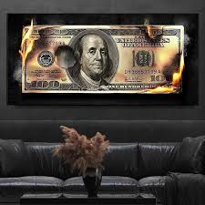 Hot Burning Us Dollar Canvas Wall Art