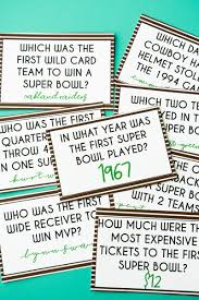 A) tom brady b) terry bradshaw c) bart starr d) joe montana 7. Super Bowl Trivia Game Free Printable Question Cards Play Party Plan