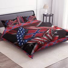 Usa Flag And Confederate Flag Bedding Set