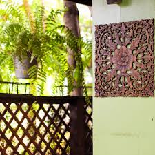 Thai Oriental Lotus Wood Carving Wall