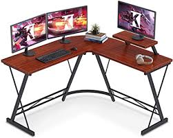 You may check out our assembly instructions for a visual, and please also look at the measurements. Amazon Com L Shaped Desk Home Office Desk With Round Corner Computer Desk With Large Monitor Stand Desk Workstation Teak Kitchen Dining
