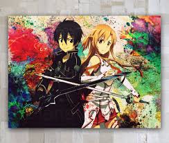 Sword art online poster download. Paintings Asuna Kirito Sword Art Online Watercolor Digital
