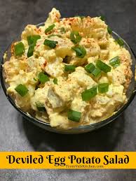 Blue green and red potato salad. Deviled Egg Potato Salad Recipe