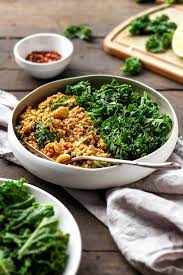 cashew buckwheat curry with garlic kale
