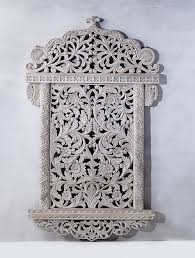 Buy Distressed White Hand Carved Wooden