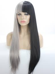 For style advice and product recommendations, please be sure to include the type of hair you have and condition it's in, as well as the whole overall look if you're not comfortable using your own picture, we would advise for you to use a celebrity hair color or style picture when describing a desired style, at. Half Black Half Grey Striaght Lace Front Wig With Full Bangs Home Evahair