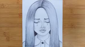 See how basic shapes can turn into amazing pieces of artwork! How To Draw A Sad Girl Pencil Sketch Drawing Youtube