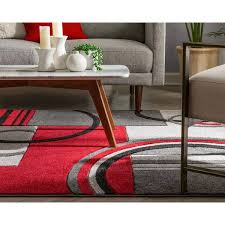 well woven ruby galaxy waves modern geometric grey red 6 7 inch x 9 3 inch area rug