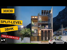30x30 Split Level 3 Bhk House Plan