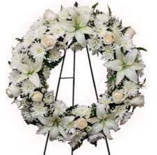 Top rated el paso, tx funeral homes: White Funeral Wreath Standing Sprays Wreaths In El Paso Tx Angie S Floral Design Gifts