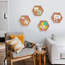Cork Bulletin Board Hexagon White