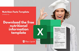 nutritional information excel template