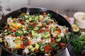 vegetable hash recipe in a cast iron