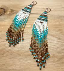 bohemian woven beaded ombre earrings