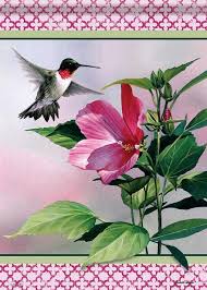 Hibiscus Hummingbird 13x18 Garden Flag